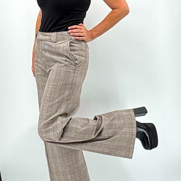 Dickies Punk Goth Skater Plaid Academia Cotton Wide Leg Flare Pants - Picture 3 of 16